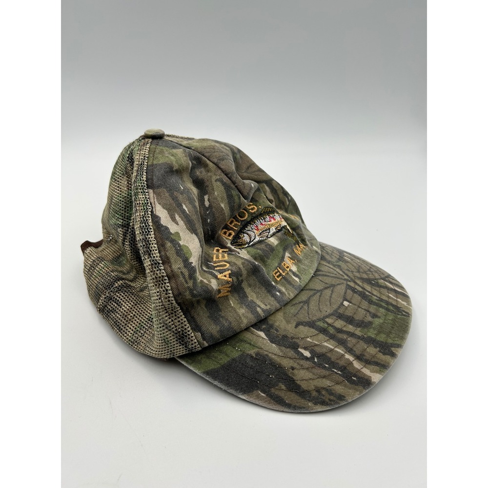 Mauer Bros Tavern Elba MN Trout Camo Trucker Hat Mesh Snapback Fishing Cap